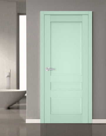 Interior Solid French Door | Veregio 7411 Oliva | Single Regular Panel Frame Trims Handle | Bathroom Bedroom Sturdy Doors