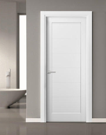 Pantry Kitchen Door with Hardware | Quadro 4115 White Silk | Single Panel Frame Trims | Bathroom Bedroom Sturdy Doors