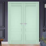 Interior Solid French Double Doors | Veregio 7411 Oliva | Wood Solid Panel Frame Trims | Closet Bedroom Sturdy Doors