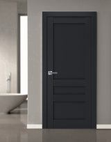Interior Solid French Door | Veregio 7411 Antracite | Single Regular Panel Frame Trims Handle | Bathroom Bedroom Sturdy Doors