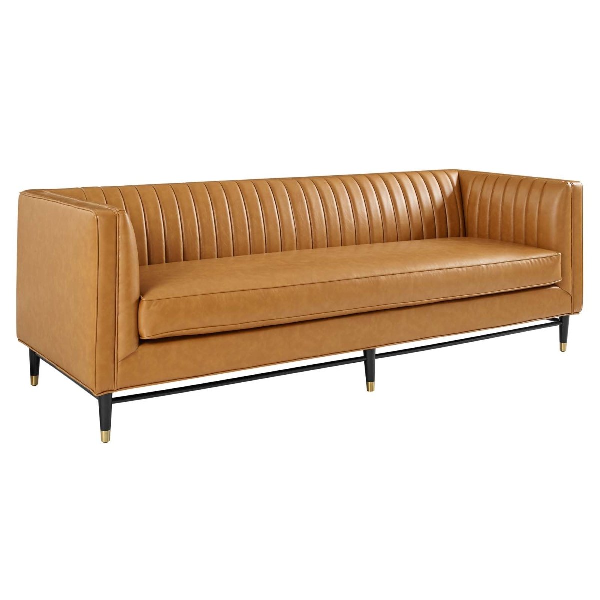 Devote Channel Tufted Vegan Leather Sofa - BUILDMYPLACE