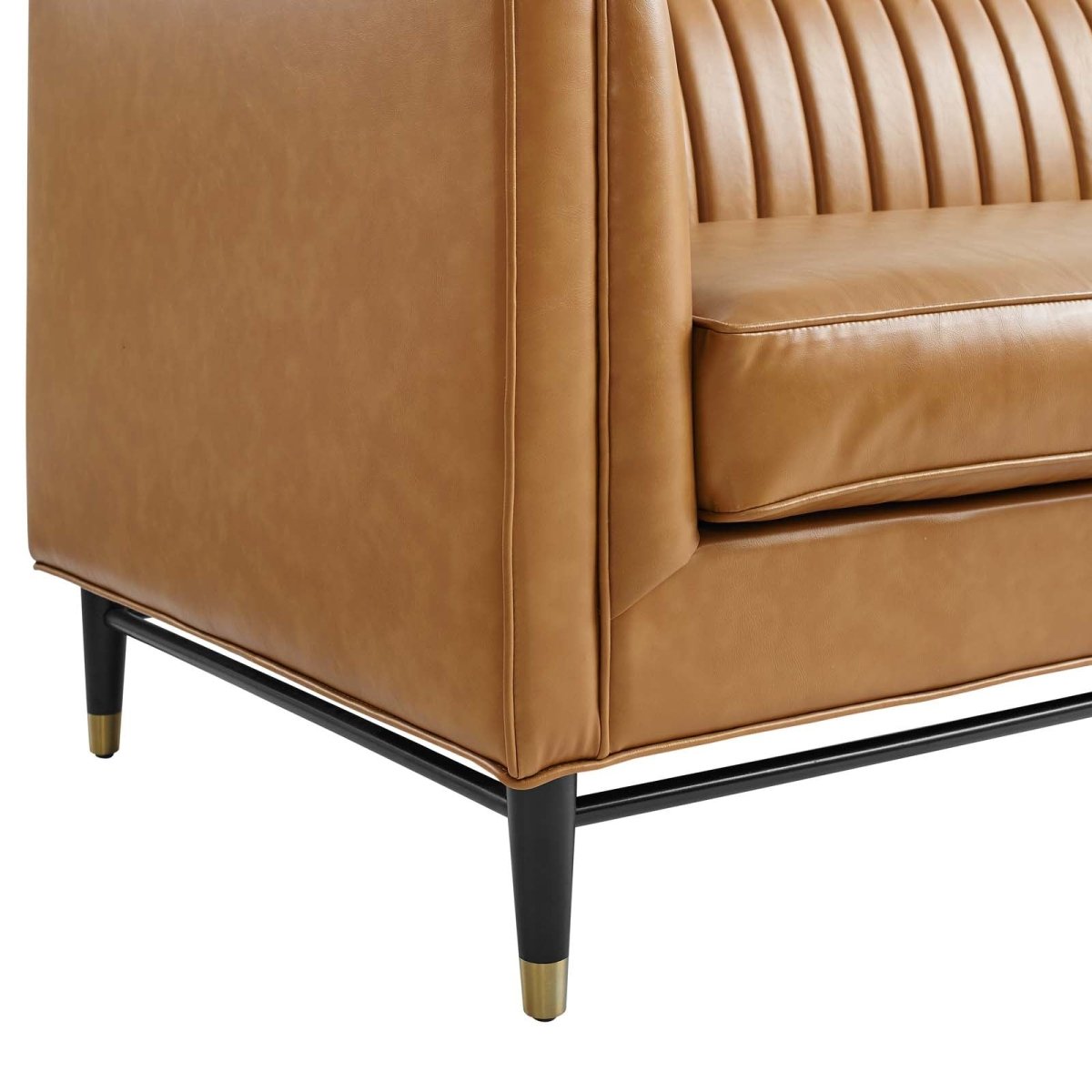 Devote Channel Tufted Vegan Leather Sofa - BUILDMYPLACE