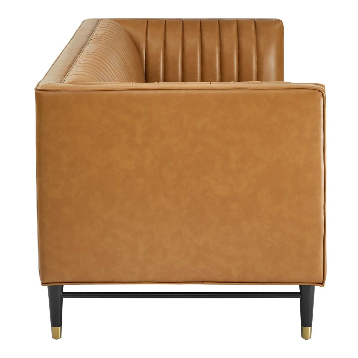 Devote Channel Tufted Vegan Leather Sofa - BUILDMYPLACE