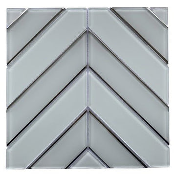 Diamond Pattern Chevron Glass Mosaic With Metallic Edge 12