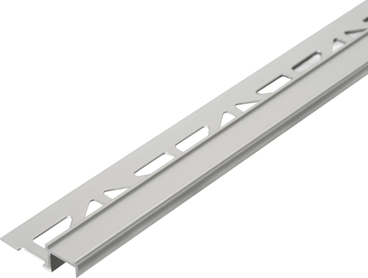 DIAMONDSTEP Stair nosing profile - 11/32 in. H x 5/8 in. W - Silver - Aluminum - anti slip safety without insert - BUILDMYPLACE