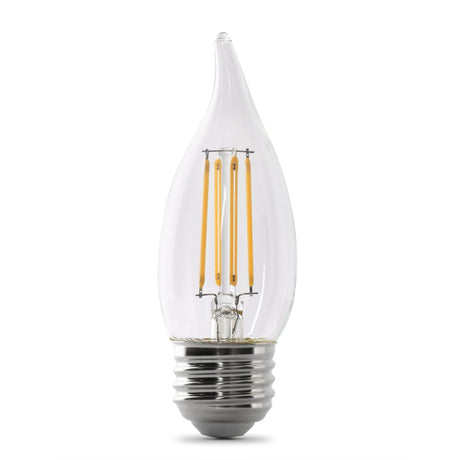 Dimmable LED Light Bulbs, E26, Medium Base, Flame Tip, Clear, Decorative Chandelier Bulb, CEC Compliant, 2Packs - BUILDMYPLACE