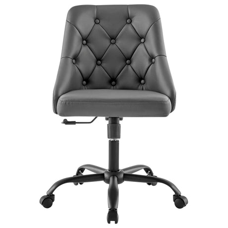 Distinct Tufted Swivel Vegan Leather Office Chair - BUILDMYPLACE