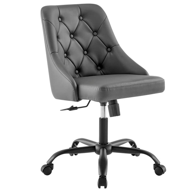 Distinct Tufted Swivel Vegan Leather Office Chair - BUILDMYPLACE