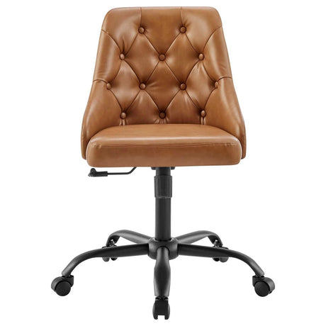 Distinct Tufted Swivel Vegan Leather Office Chair - BUILDMYPLACE