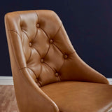 Distinct Tufted Swivel Vegan Leather Office Chair - BUILDMYPLACE