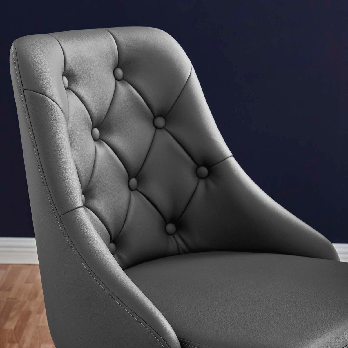 Distinct Tufted Swivel Vegan Leather Office Chair - BUILDMYPLACE