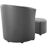 Divulge Faux Leather Armchair And Ottoman Set - Reclining Accent Chair - Back Support - BUILDMYPLACE