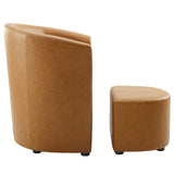 Divulge Faux Leather Armchair And Ottoman Set - Reclining Accent Chair - Back Support - BUILDMYPLACE