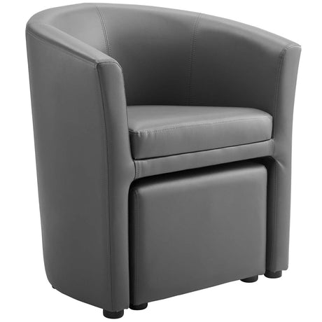 Divulge Faux Leather Armchair And Ottoman Set - Reclining Accent Chair - Back Support - BUILDMYPLACE