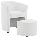 Divulge Faux Leather Armchair And Ottoman Set - Reclining Accent Chair - Back Support - BUILDMYPLACE