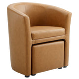 Divulge Faux Leather Armchair And Ottoman Set - Reclining Accent Chair - Back Support - BUILDMYPLACE