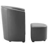 Divulge Faux Leather Armchair And Ottoman Set - Reclining Accent Chair - Back Support - BUILDMYPLACE