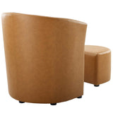 Divulge Faux Leather Armchair And Ottoman Set - Reclining Accent Chair - Back Support - BUILDMYPLACE