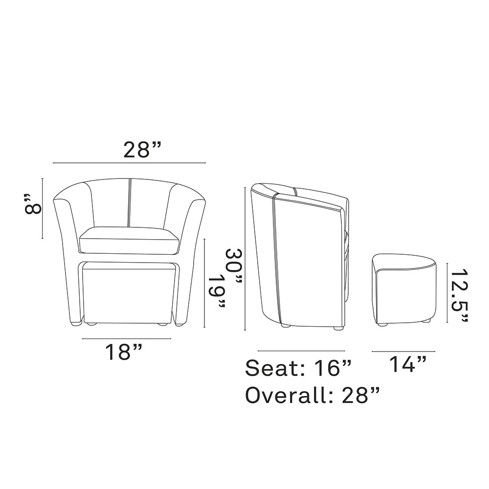 Divulge Faux Leather Armchair And Ottoman Set - Reclining Accent Chair - Back Support - BUILDMYPLACE