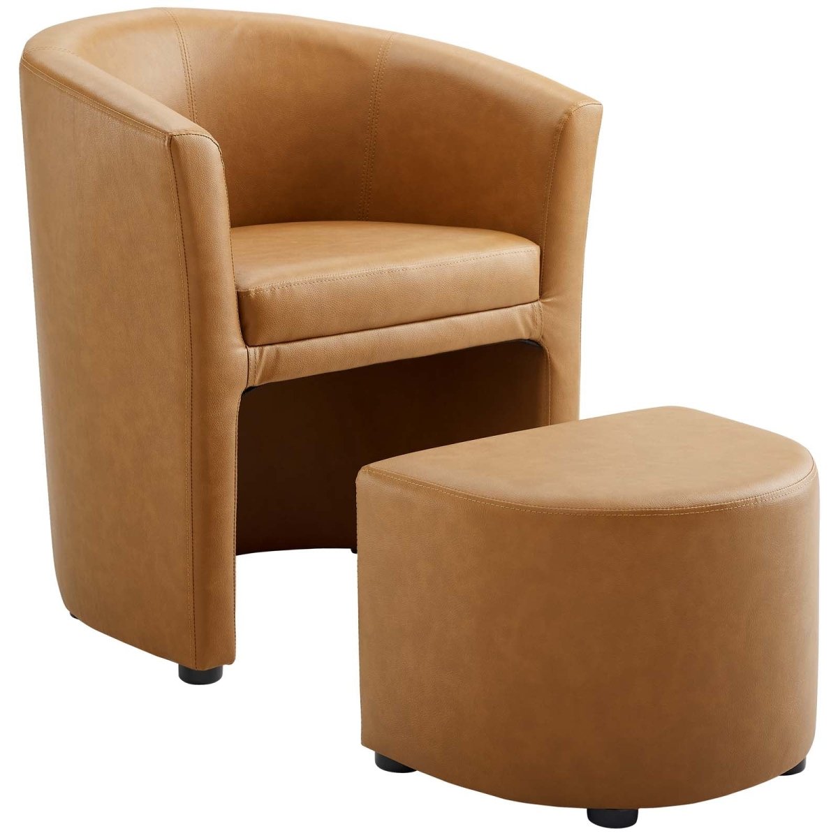 Divulge Faux Leather Armchair And Ottoman Set - Reclining Accent Chair - Back Support - BUILDMYPLACE