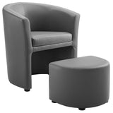 Divulge Faux Leather Armchair And Ottoman Set - Reclining Accent Chair - Back Support - BUILDMYPLACE