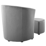 Divulge Performance Velvet Arm Chair And Ottoman Set - Navy - BUILDMYPLACE