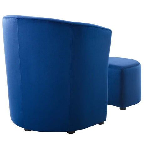 Divulge Performance Velvet Arm Chair And Ottoman Set - Navy - BUILDMYPLACE