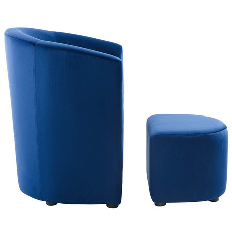 Divulge Performance Velvet Arm Chair And Ottoman Set - Navy - BUILDMYPLACE