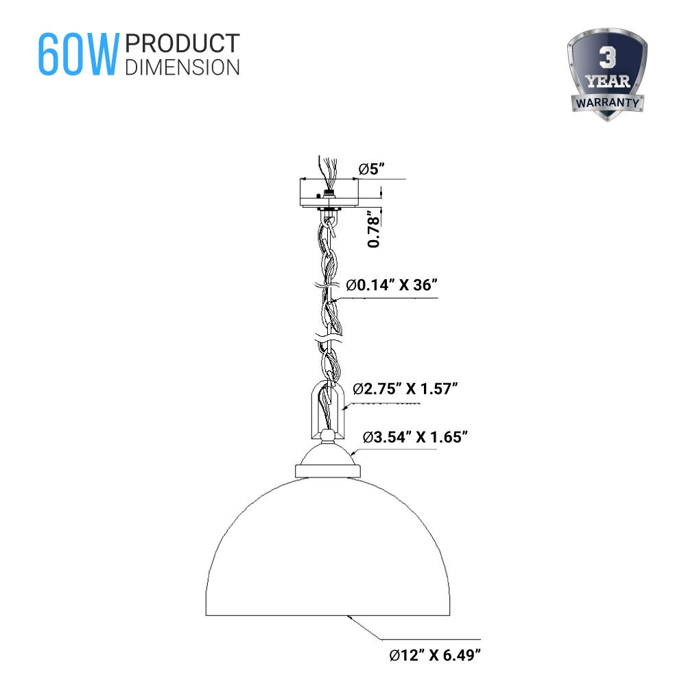 Dome Shape Brass Gold Pendant Light with Clear Glass Shade, E26 Base, UL Listed for Damp Location - BUILDMYPLACE