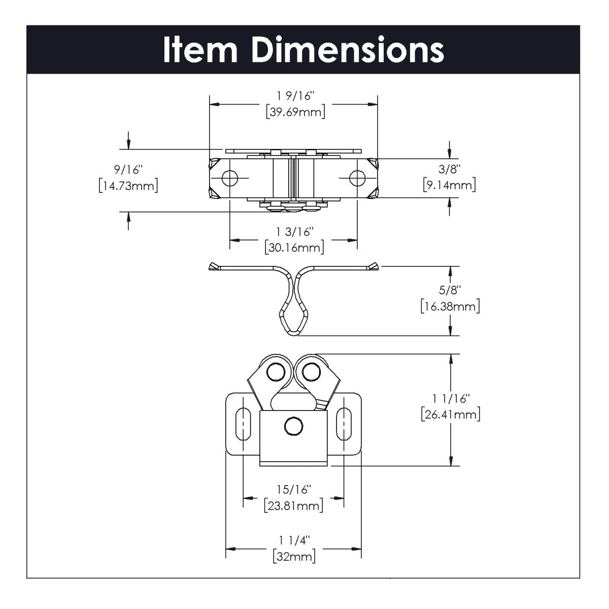 Door Catch 1 - 3/16 Inch Center to Center Cadmium - Hickory Hardware - BUILDMYPLACE