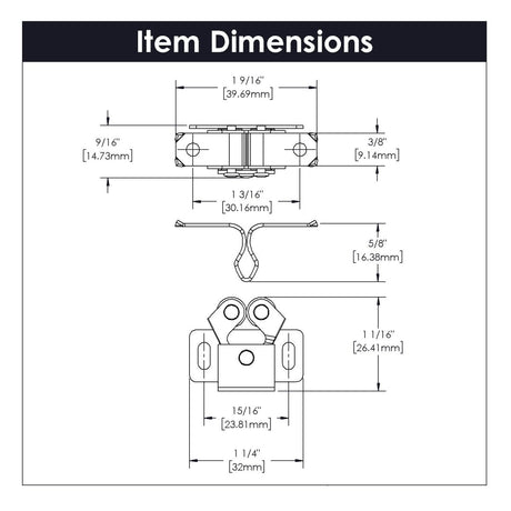 Door Catch 1 - 3/16 Inch Center to Center Cadmium - Hickory Hardware - BUILDMYPLACE