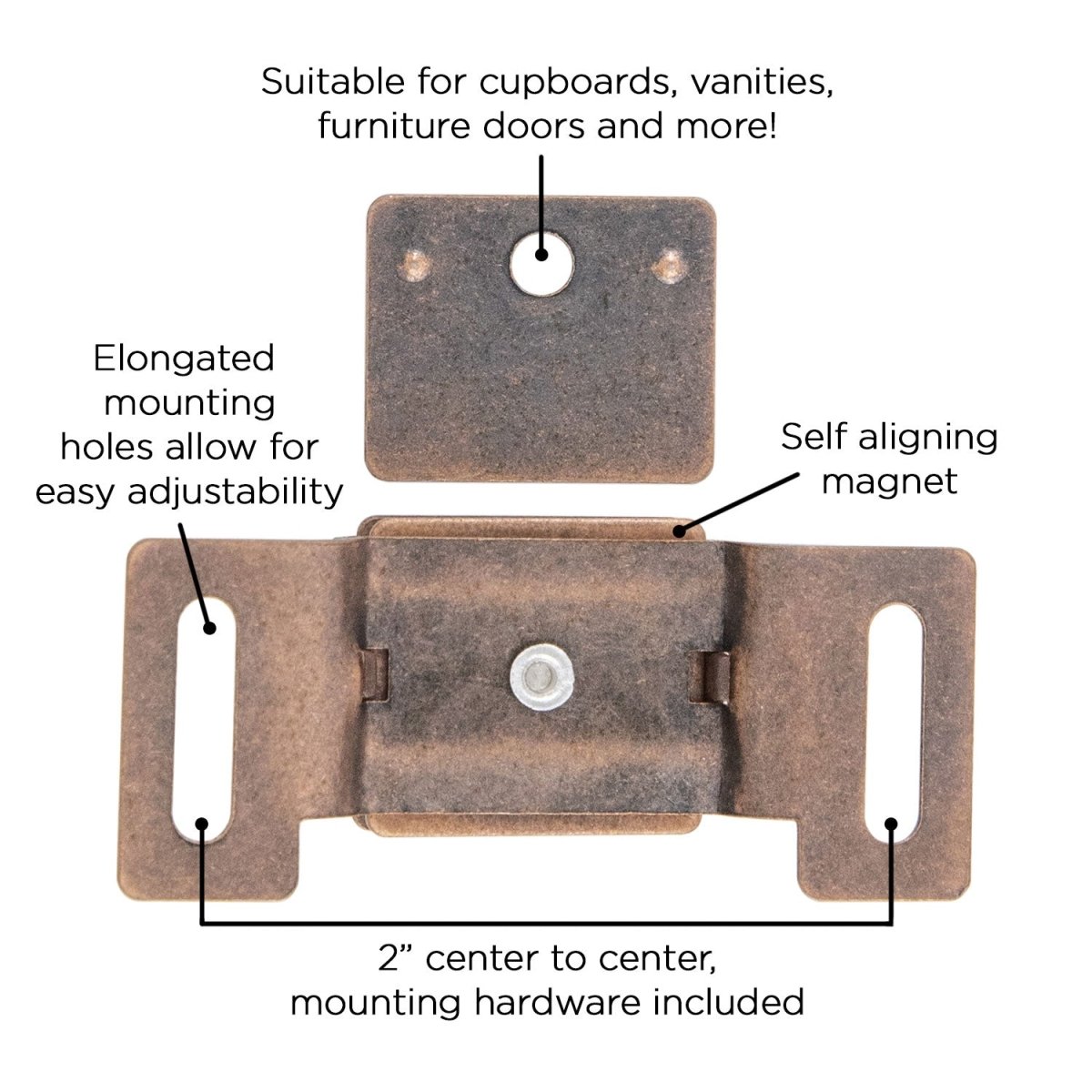 Door Catch Hardware 2 Inch Center to Center in Statuary Bronze - Hickory Hardware - BUILDMYPLACE