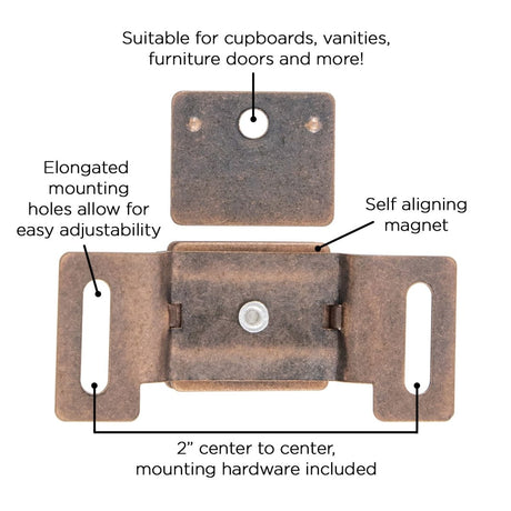 Door Catch Hardware 2 Inch Center to Center in Statuary Bronze - Hickory Hardware - BUILDMYPLACE