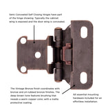 Door Hinge Semi - Concealed 1/2 Inch Overlay Face Frame Part Wrap Self - Close (2 Hinges/Per Pack) - Hickory Hardware - BUILDMYPLACE