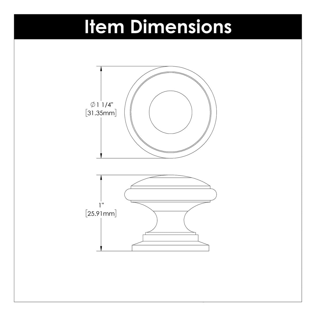 Door Knob 1 - 1/4 Inch Diameter - Williamsburg Collection - BUILDMYPLACE