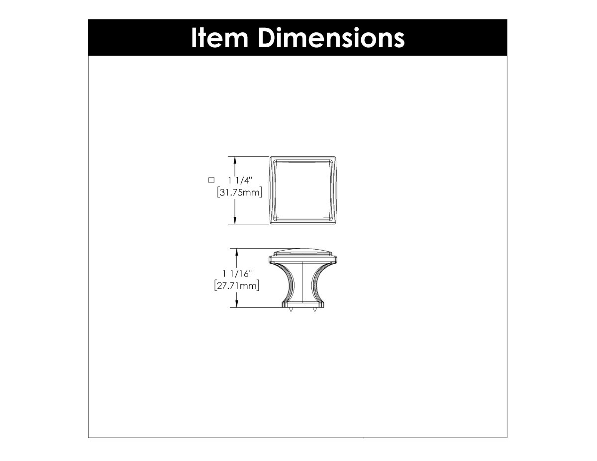 Door Knob 1 - 1/4 Inch Square - Bridges Collection - BUILDMYPLACE