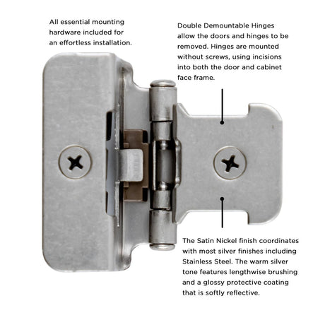 Double Demountable Hinges 1/2 Inch Overlay (2 Hinges/Per Pack) - Hickory Hardware - BUILDMYPLACE