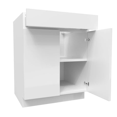 Double Door Base Cabinet | Milano White | 27W x 34.5H x 24D - BUILDMYPLACE