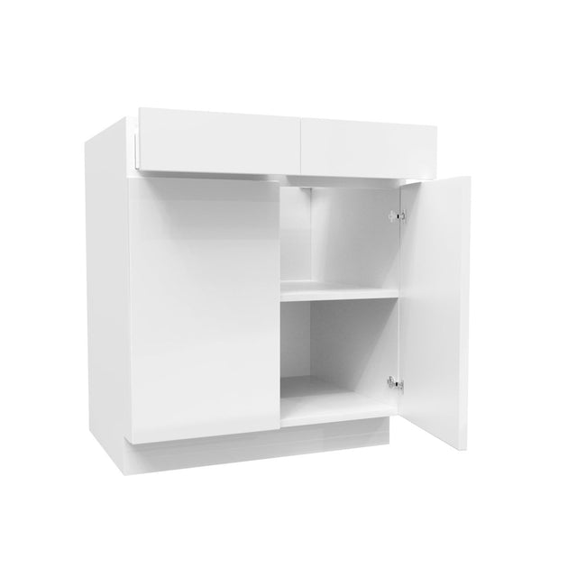 Double Door Base Cabinet | Milano White | 30W x 34.5H x 24D - BUILDMYPLACE