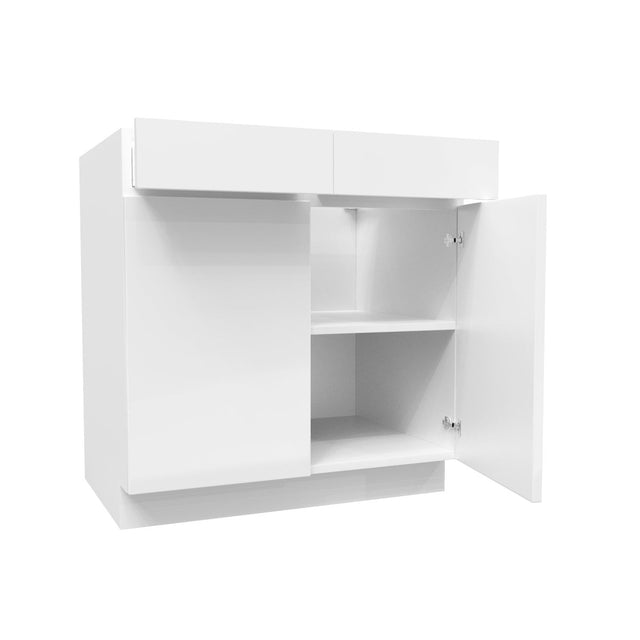 Double Door Base Cabinet | Milano White | 33W x 34.5H x 24D - BUILDMYPLACE