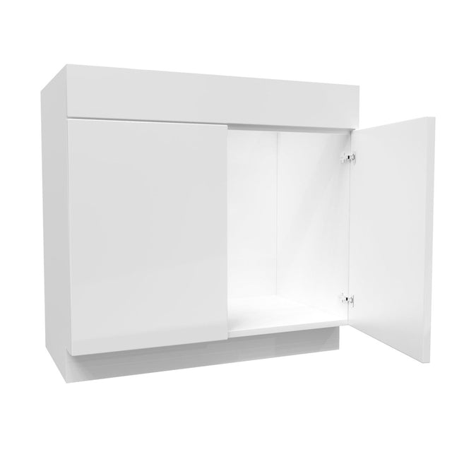 Double Door Vanity Sink Base Cabinet | Milano White | 36W x 34.5H x 21D - BUILDMYPLACE