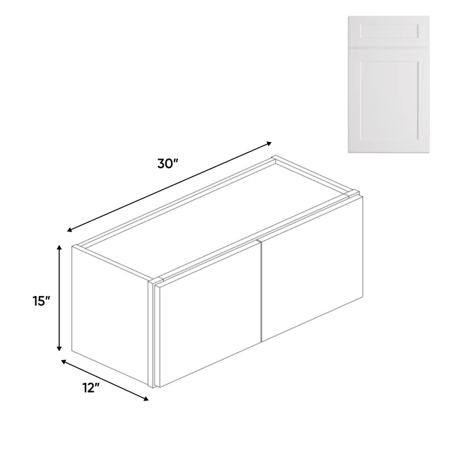 Double Door - White - Wall Cabinets - 15 in H x 30 in W x 24 in D - BUILDMYPLACE