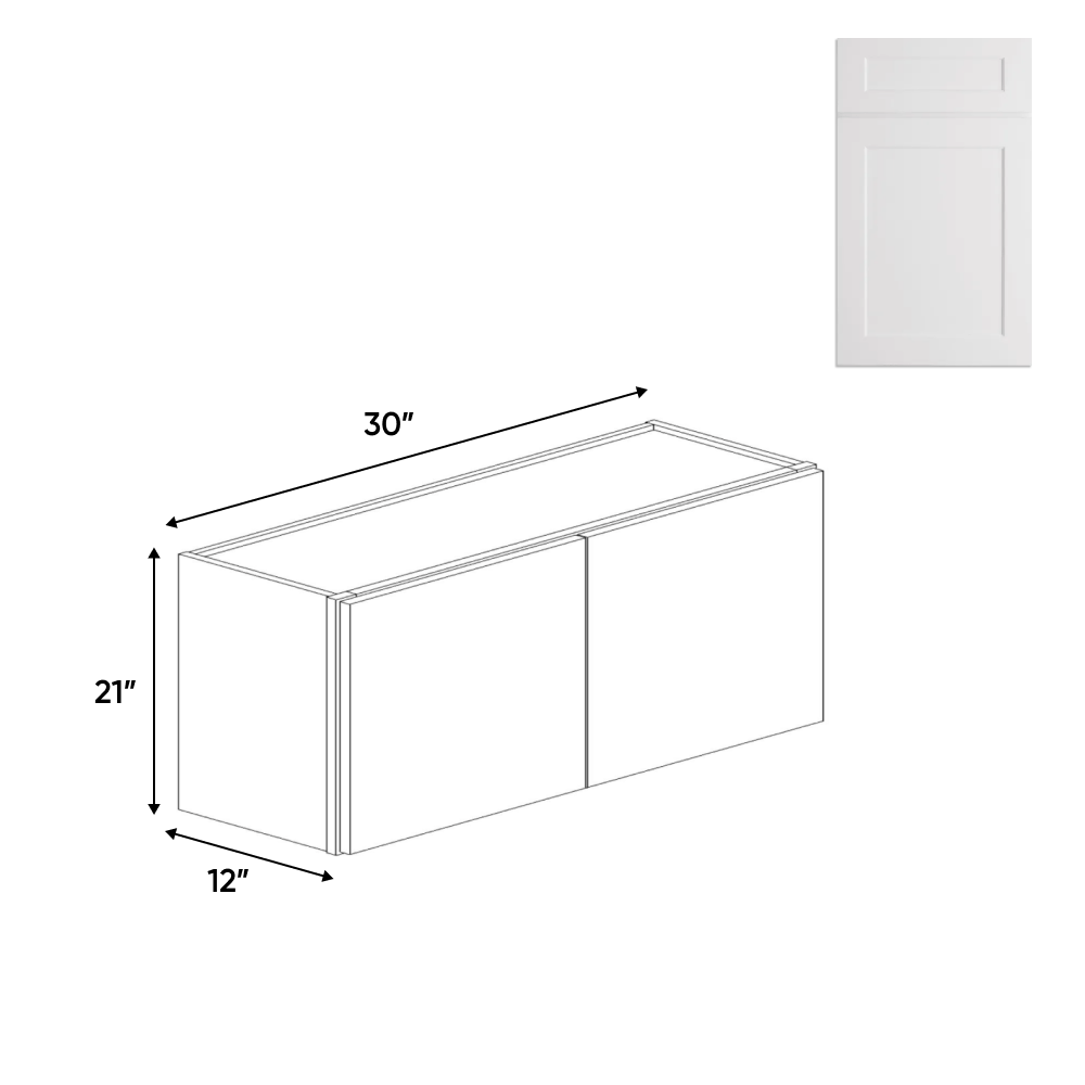 Liberty Shaker White Double Door Kitchen Wall Cabinet - 21