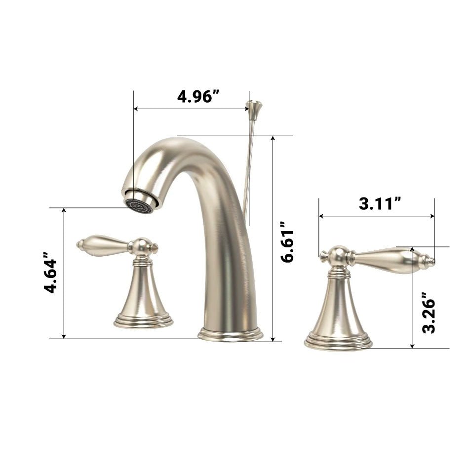 Double Handle Brushed Nickel Mid - arc Bathroom Basin Faucet With Lift - BUILDMYPLACE