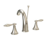 Double Handle Brushed Nickel Mid - arc Bathroom Basin Faucet With Lift - BUILDMYPLACE