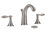 Double Handle Brushed Nickel Mid - arc Bathroom Basin Faucet With Lift - BUILDMYPLACE