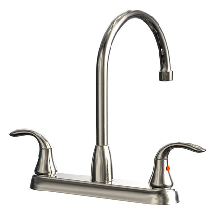 Double Handle Kitchen Faucet With Spray in Bronze - BUILDMYPLACE