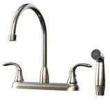 Double Handle Kitchen Faucet With Spray in Bronze - BUILDMYPLACE