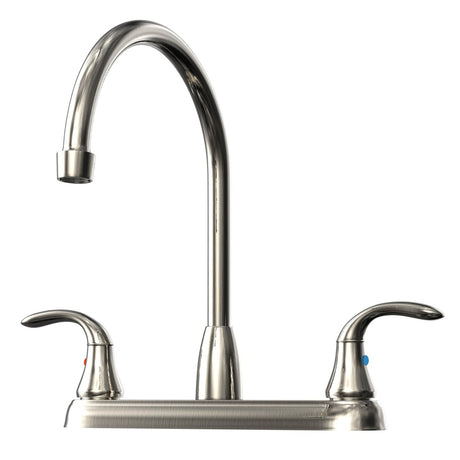 Double Handle Kitchen Faucet With Spray in Bronze - BUILDMYPLACE