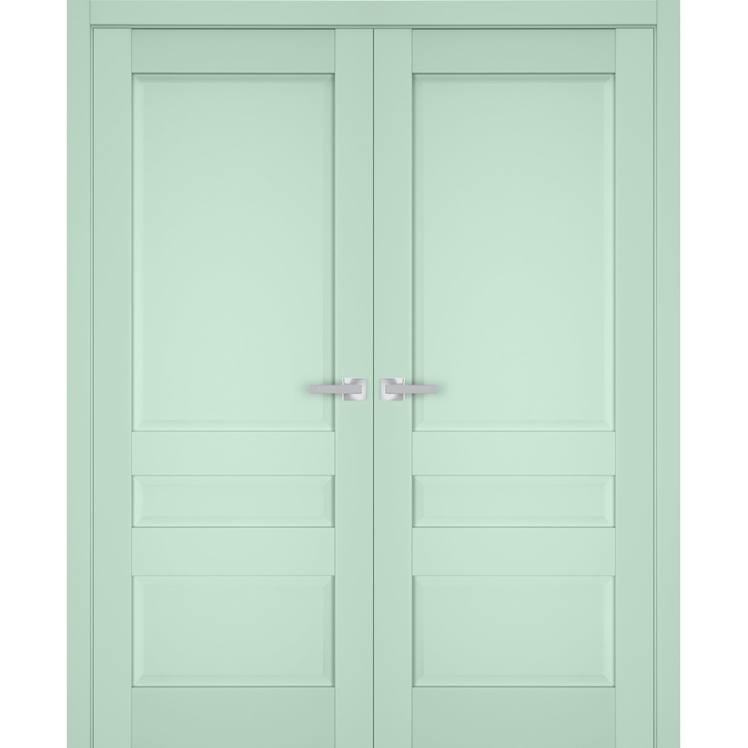 Interior Solid French Double Doors | Veregio 7411 Oliva | Wood Solid Panel Frame Trims | Closet Bedroom Sturdy Doors